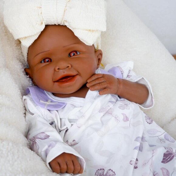 18.5in Full Silicone Reborn tan Baby Girl Dolls Lifelike 6.8LB Weighted Doll - Picture 2 of 6